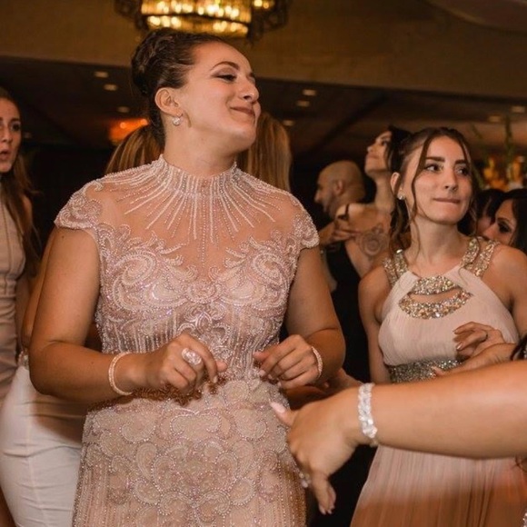 Terani Couture High Neck Feathered Mermaid wedding or guest gown black tie - Picture 6 of 9